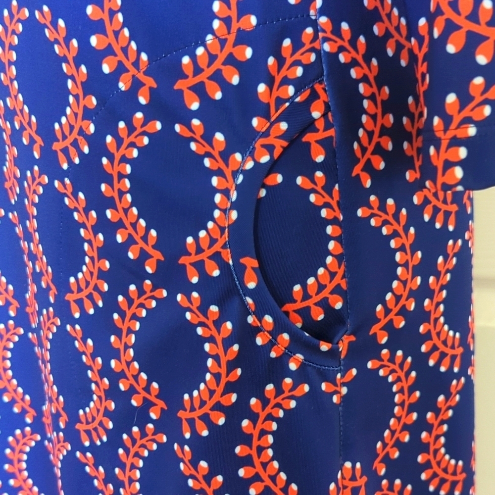 Lesley Evers Blue and Red Longsleeve Patterned Dress - Picture 5 of 7